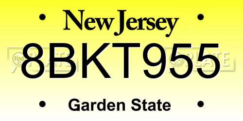 8BKT955 New Jersey License Plate