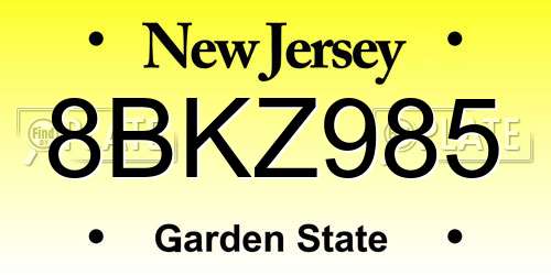8BKZ985 New Jersey License Plate