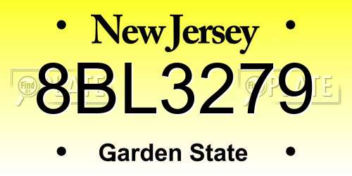 8BL3279 New Jersey License Plate