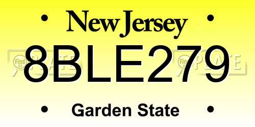 8BLE279 New Jersey License Plate