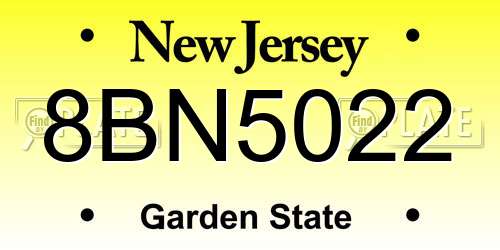 8BN5022 New Jersey License Plate