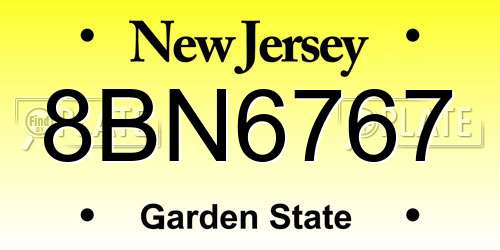 8BN6767 New Jersey License Plate