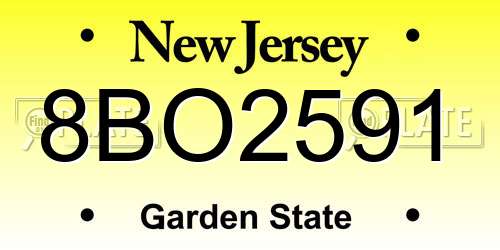8BO2591 New Jersey License Plate