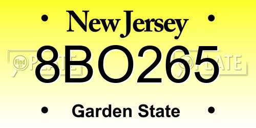 8BO265 New Jersey License Plate