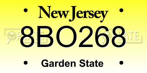8BO268 New Jersey License Plate