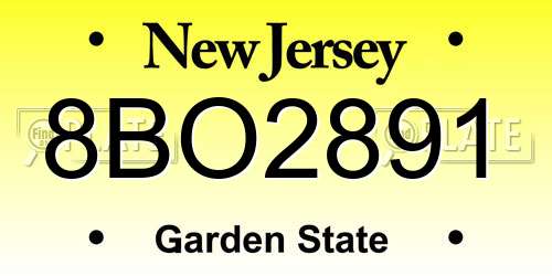 8BO2891 New Jersey License Plate