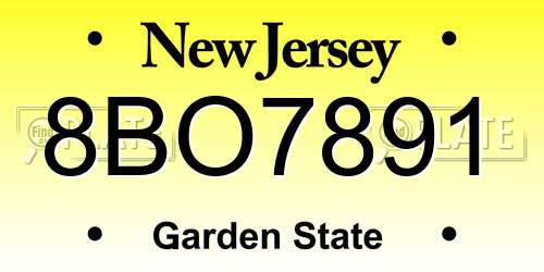 8BO7891 New Jersey License Plate