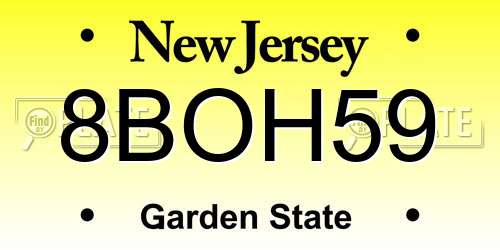 8BOH59 New Jersey License Plate