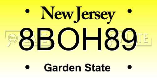 8BOH89 New Jersey License Plate
