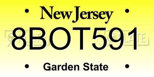 8BOT591 New Jersey License Plate