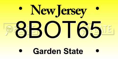 8BOT65 New Jersey License Plate