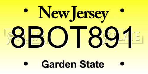 8BOT891 New Jersey License Plate