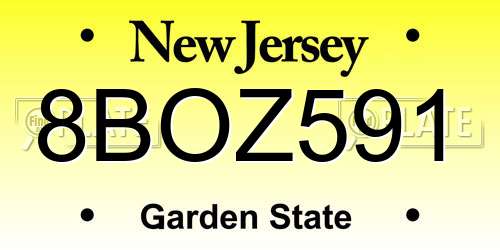 8BOZ591 New Jersey License Plate
