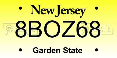 8BOZ68 New Jersey License Plate