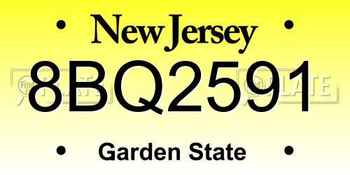 8BQ2591 New Jersey License Plate
