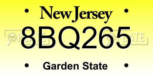 8BQ265 New Jersey License Plate
