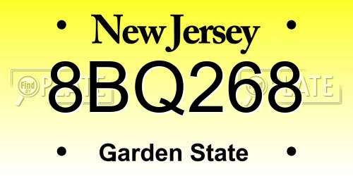 8BQ268 New Jersey License Plate