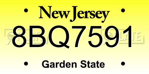 8BQ7591 New Jersey License Plate