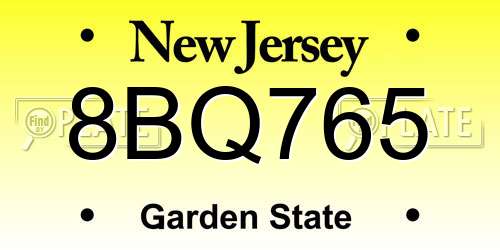 8BQ765 New Jersey License Plate