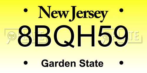 8BQH59 New Jersey License Plate
