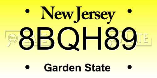 8BQH89 New Jersey License Plate