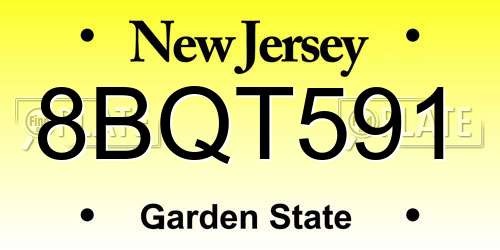 8BQT591 New Jersey License Plate