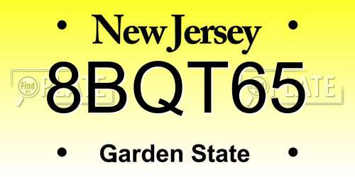 8BQT65 New Jersey License Plate