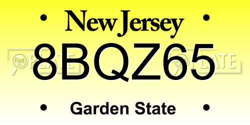 8BQZ65 New Jersey License Plate