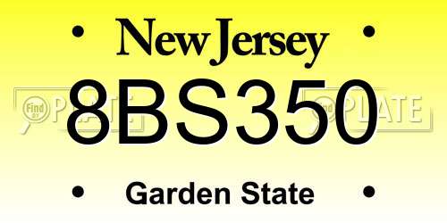 8BS350 New Jersey License Plate