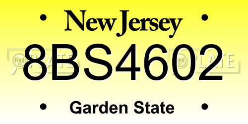 8BS4602 New Jersey License Plate