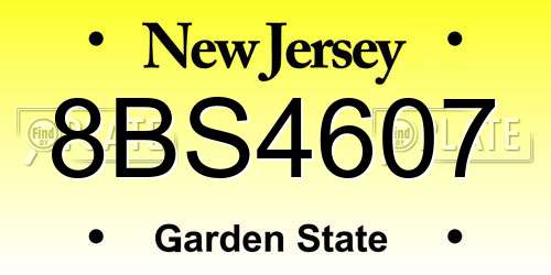 8BS4607 New Jersey License Plate