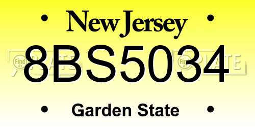 8BS5034 New Jersey License Plate