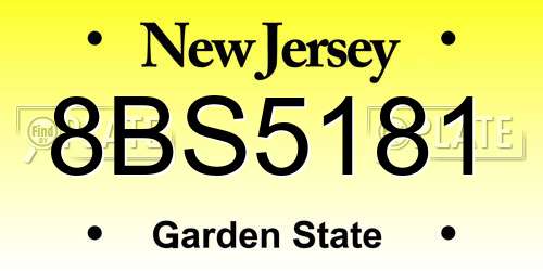 8BS5181 New Jersey License Plate