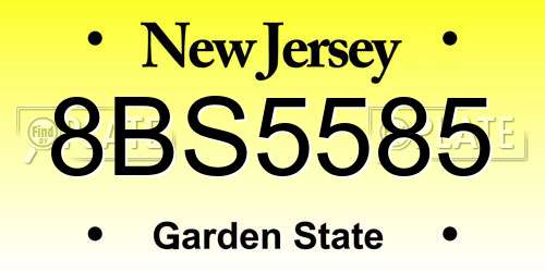8BS5585 New Jersey License Plate