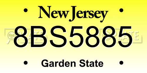 8BS5885 New Jersey License Plate