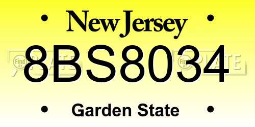 8BS8034 New Jersey License Plate