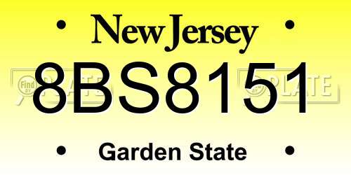 8BS8151 New Jersey License Plate