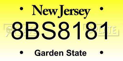 8BS8181 New Jersey License Plate