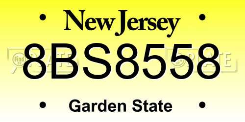 8BS8558 New Jersey License Plate