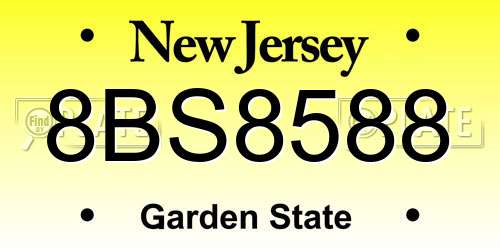 8BS8588 New Jersey License Plate