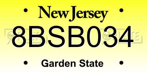 8BSB034 New Jersey License Plate