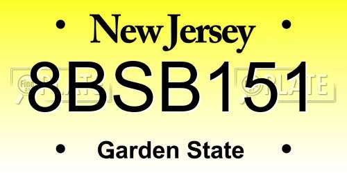 8BSB151 New Jersey License Plate