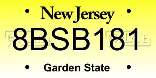 8BSB181 New Jersey License Plate