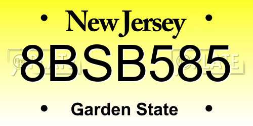 8BSB585 New Jersey License Plate