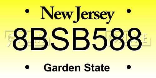 8BSB588 New Jersey License Plate