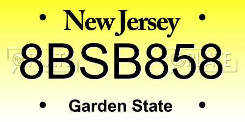 8BSB858 New Jersey License Plate