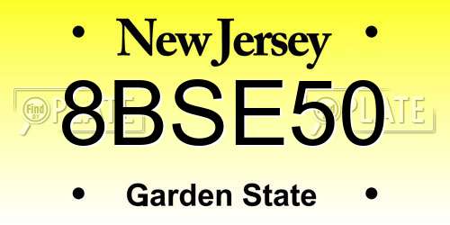 8BSE50 New Jersey License Plate