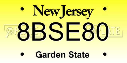 8BSE80 New Jersey License Plate
