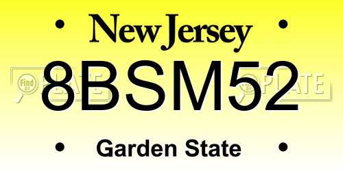 8BSM52 New Jersey License Plate