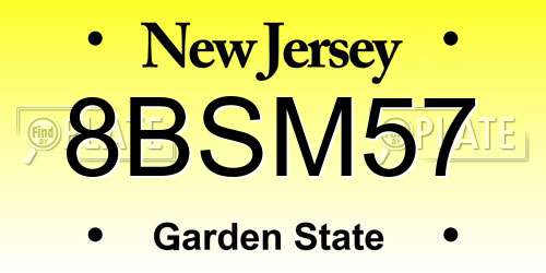 8BSM57 New Jersey License Plate